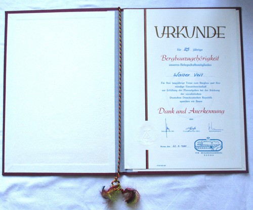 Ddr urkunde jahre - ddr,