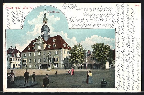 Ansichtskarte borna stadthaus - ansichtskarte, borna,