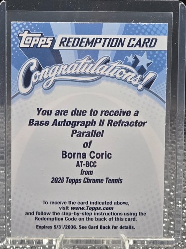 Topps chrome tennis 2026 borna - tennis,