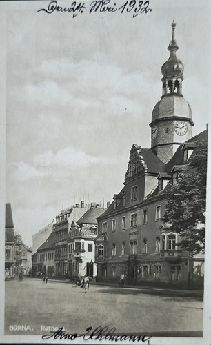 Borna rathaus 1932 - ak,