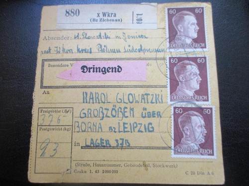 1863 paketkarte aus wkra - aus,